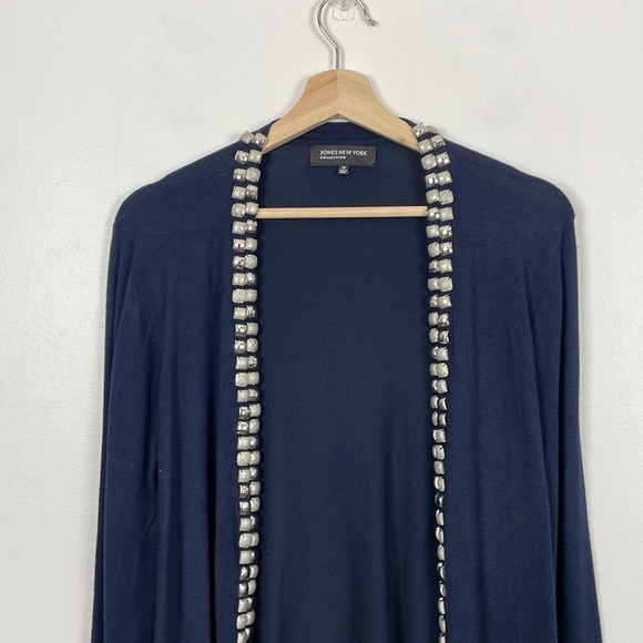 Jones New York Open Cardigan Sweater Womens M Stretch Long Sleeve Viscose Blend - Picture 3 of 8